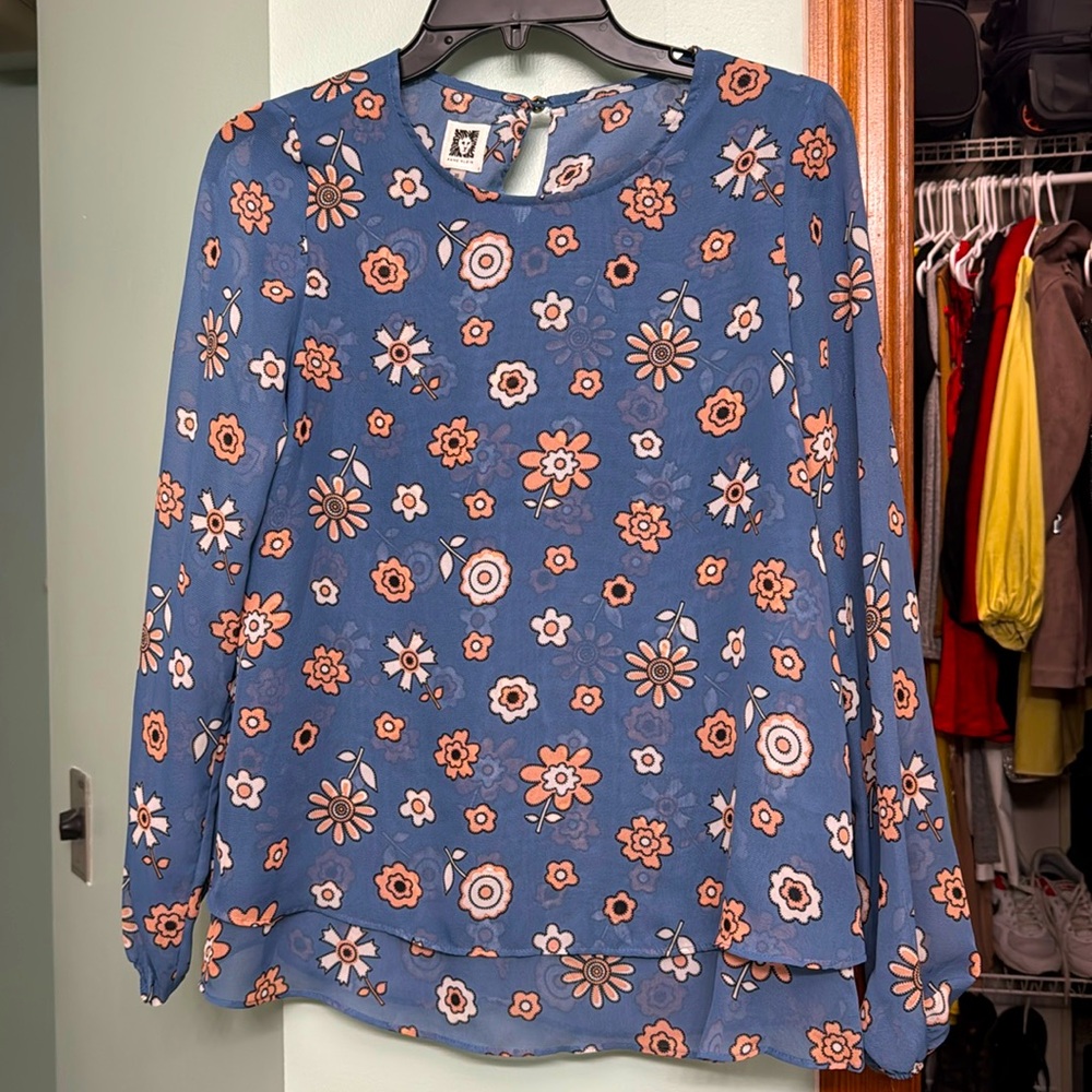 AK chiffon floral double layer blouse